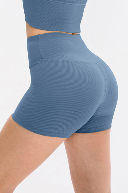 High Waist Ribbed Yoga Shorts