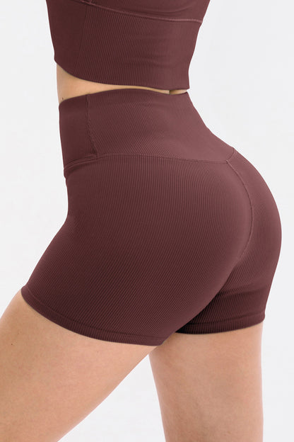 High Waist Ribbed Yoga Shorts