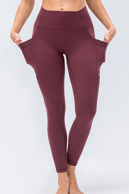 High Waist Exposed Seam Leggings with Zipper Pockets