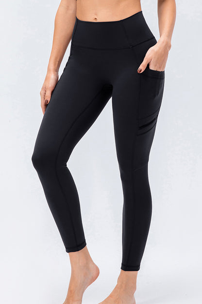 High Waist Exposed Seam Leggings with Zipper Pockets