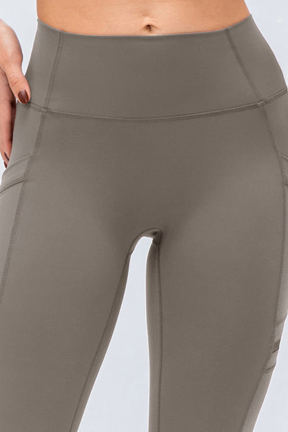 High Waist Exposed Seam Leggings with Zipper Pockets